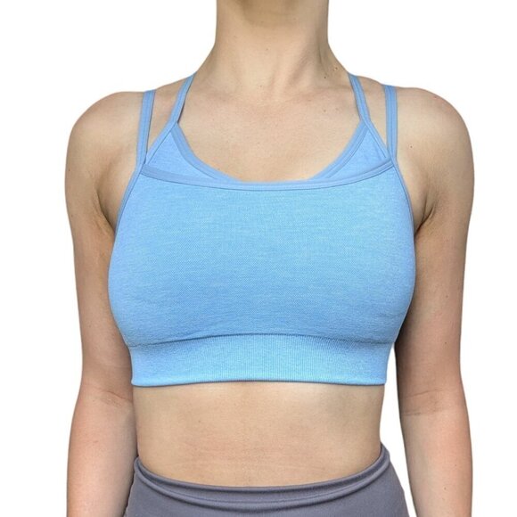 Gymshark Adapt Seamless Light blue Sports Bra Medium Support Women Size Small - Picture 4 of 5